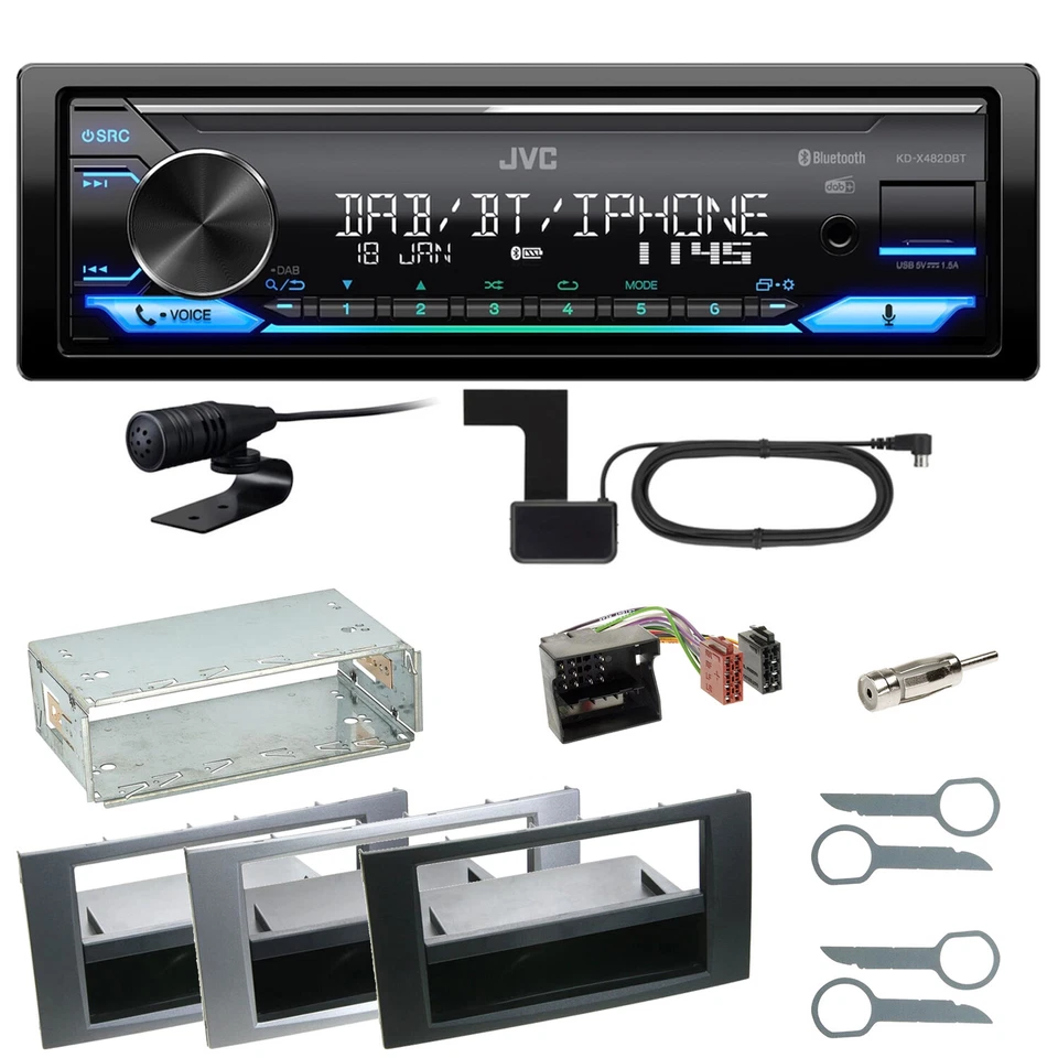 JVC KD-X482DBT Bluetooth DAB Einbauset für Ford Focus C-Max Fiesta Transit - Bild 1 von 1