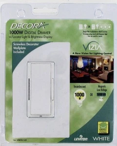10 Leviton VZM10-1LW 1000 W Vizia Dimmer Switch White Kit + GREAT FOR LED LIGHT - Picture 1 of 3