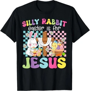 Silly Rabbit Easter Is For Jesus Funny Bunny Christian Kids T-Shirt Hoodie - Picture 1 of 13
