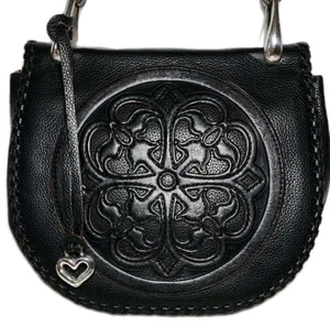 BRIGHTON FERRARA COLL. GISELLA 3D LEATHER MEDALLION SADDEL BAG CROSSBODY $350 - Picture 1 of 24