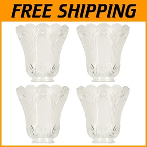 Transitional Glass Ceiling Fan Light Covers - Set of 4, Clear & Frosted Shades - Picture 1 of 11