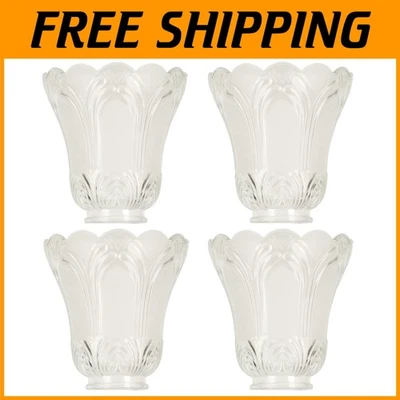 Transitional Glass Ceiling Fan Light Covers - Set of 4, Clear & Frosted Shades - Image 1 of 4