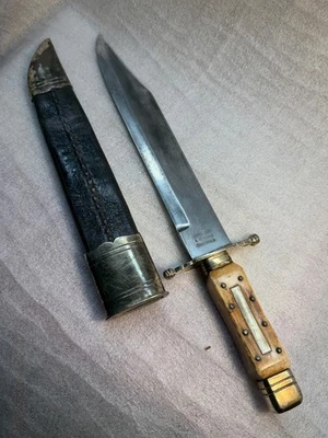 Cuchillo de caza inglés de 1800 de J. English & H. Ibberson, Sheffield mediados del siglo XIX. Foto 1 de 4