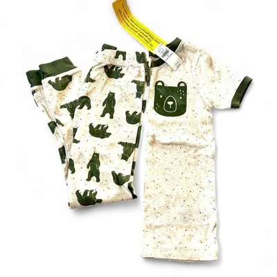 Old Navy green + cream bear print pajama set size 5T 100% cotton new with tags - Image 1 of 4