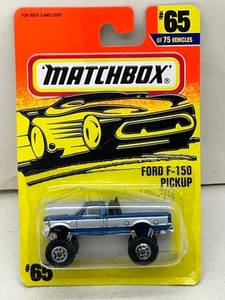 1996 MATCHBOX SUPERFAST #65 BLAU & SILBER 4X4 FORD F-150 PICKUP NEU BESCHÄDIGTE KARTE - Bild 1 von 23