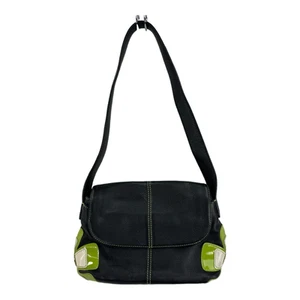 Gianni Bini Womens Shoulder Bag Black Green White Flower Magnetic Flap Floral S - Picture 1 of 11