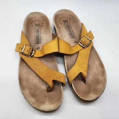 Mephisto Helen Yellow Leather Toe Thong Sandals EU 40 US 10 - Image 1 of 4