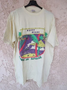 T-shirt HAPPY WEARS vintage années 90 jaune a window on paradise L - Foto 1 di 5