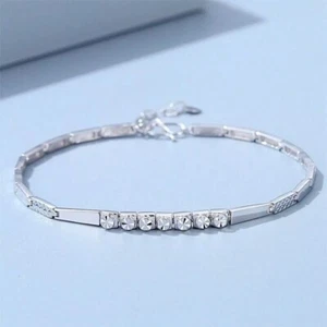 Pure Platinum 950 Chain Women Carved Beads Tube Link Bracelet 4.7-4.9g/6.3inch - Picture 1 of 7