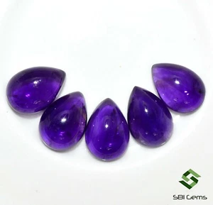 Natural Amethyst Pear Cabochon 13x9 mm 19.94 Cts Lot 05 Pcs African Gemstone - Picture 1 of 7