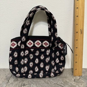 Vera Bradley Mini Tasche klassisch schwarz rot Paisley nicht mehr produziert doppelte Riemen gebraucht, in einwandfreiem Zustand - Bild 1 von 5