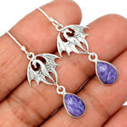 Dragon - Natural Siberian Charoite 925 Sterling Silver Earrings Jewelry CE30763
