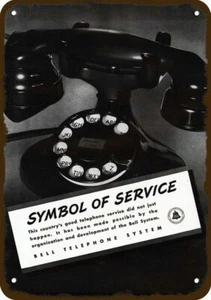 1937 BELL TELEPHONE Rotary Phone Vintage-Look **DECORATIVE REPLICA METAL SIGN** - Picture 1 of 1