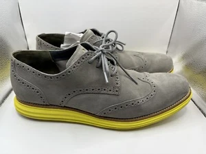 Zapatos de vestir Oxford con punta de ala para hombre Cole Haan Lunar Grand talla 13 M gamuza gris - Imagen 1 de 5
