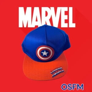 Marvel Comics Captain America Shield Logo Flat Bill Blue Red Cap Hat. NEW! OSFA - Picture 1 of 8