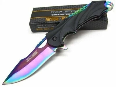 Navaja de Bolsillo Tac-Force Arco Iris Hoja Arpón Aleta Asistida por Resorte EDC Foto 1 de 4