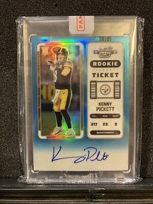 2022 Panini Contenders Optic Kenny Pickett Teal Rookie Ticket Auto /99 Steelers - Image 1 of 2