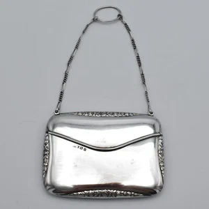 Antique Solid Silver Card Case Purse Finger Ring William Hair Haseler 1913 - Picture 1 of 7
