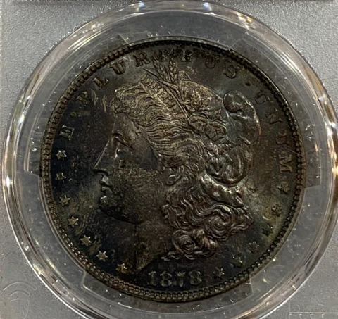 1878 7TF REV 1878 78 Morgan Silver Dollar PCGS MS63 Incredible Smoked Tone Cover