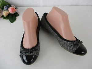 L/N!! Banana Republic 8M Alana Bow Black Tweed Cap Toe Ballet Flats - Picture 1 of 12