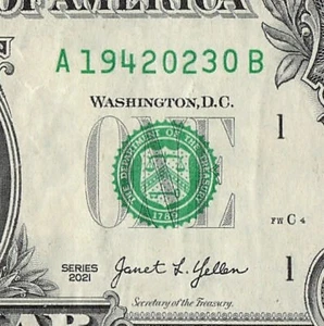 FEB 30 1942 Birthday Date Note Fancy Serial Number One Dollar Bill 02 30 1942 - Picture 1 of 11