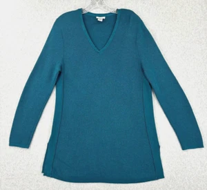 Suéter J Jill Medio Azul Teal Túnica Cuello en V Pullover Tejido Algodón/Seda/Lana - Imagen 1 de 11