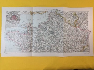 1926 Northern France Geographical Map Vintage Original 18.5"x9.5" - C22-2 - Image 1 of 3