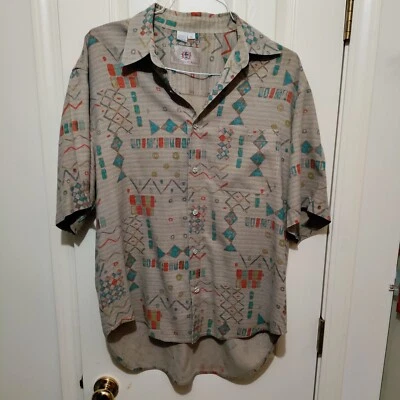 The Territory Ahead Shirt XL Mens 100% Silk Short Sleeve Southwest Aztec EUC - Image 1 of 4