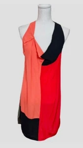 Alexander Wang Color Block 100% Silk Drape Front Racerback Mini Dress Size 6 - Picture 1 of 4