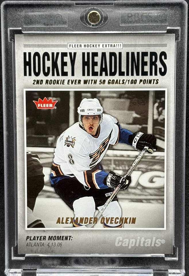 Alex Ovechkin RARO NOVATO MANCHETES FOLHA DE OURO CARTÃO DE INVESTIMENTO CAPITAIS MVP - Imagem 1 de 2