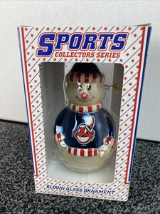 Cleveland Indians MLB mundgeblasenes Glas Schneemann Weihnachtsschmuck Topperscot - Bild 1 von 10