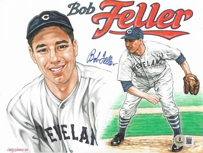 Rapid Robert Bob Feller Signed 8x10 Photo Autographed BAS HOF Cleveland Indians - Image 1 of 2