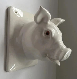 Vtg Ceramic Pig Head Wall Hanging Decor Towel Apron Holder Butcher Creepy Japan - Bild 1 von 14