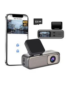 Dash Cam, 4K 2160P Front Dash Camera for Cars, Included 64GB Card, Built-in W... - Picture 1 of 3