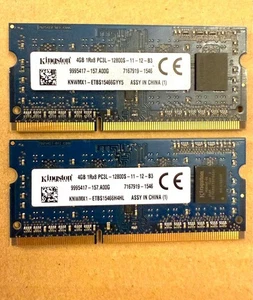 Kingston 8GB DDR3L 1600MHz PC3-12800 2x4GB Laptop Memory Modules Tested - Picture 1 of 2