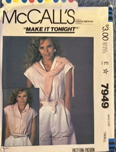 McCalls 7949 Button Front Top with Collar Misses Size 10-12 Sewing Pattern - Picture 1 of 2