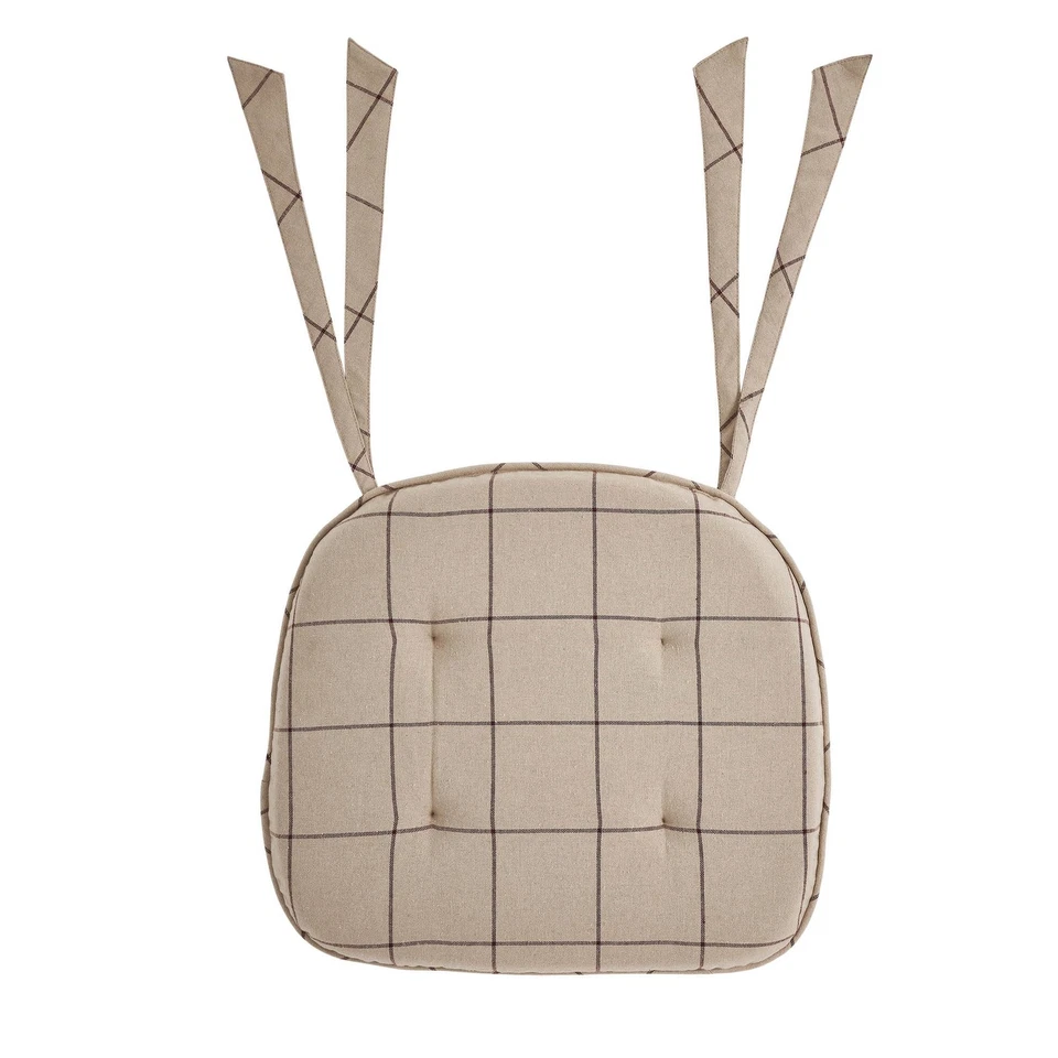 VHC Connell Chair Pad 16.5x18 Primitive Dining Country Burgundy/Tan