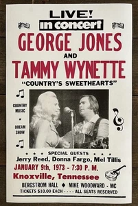 GEORGE JONES & TAMMY WYNETTE, 1-9-73, Knoxville, TN, 22” x 14” Concert Poster - Picture 1 of 1