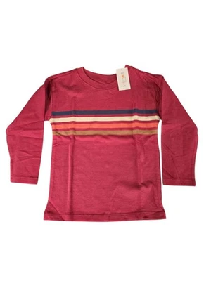 NUEVO CON ETIQUETAS Garanimals Niño Pequeño Camiseta a Rayas con Mangas Largas Talla 3T - Granate Foto 1 de 4