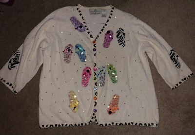 Chanclas suéter de lentejuelas Philip & Jane Gordon opciones de diseño de colección talla XXL Foto 1 de 4