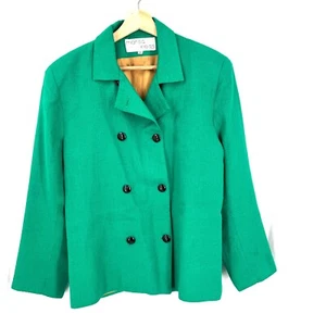 Chaqueta Blazer Vintage Marisa Kleiss Primavera Verde Tweed Doble Botonadura M L - Imagen 1 de 11