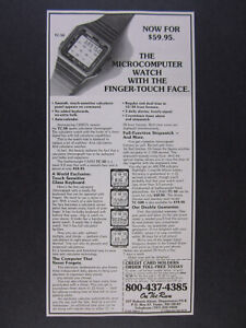 1983 Casio TC-50 Calculator Chronograph Touchscreen Watch vintage print Ad