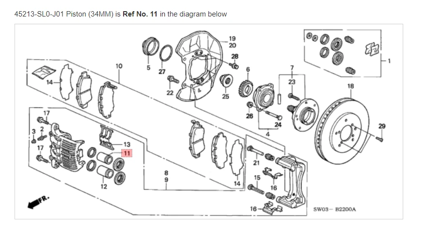 Freno delantero HONDA ACURA GENUINO OEM NSX pistón (34 mm) ☆ 45213-SL0-J01 ☆ Foto 1 de 1