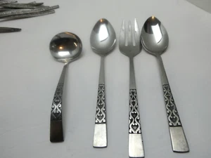 Vintage Japan National Stainless 4 Serving Pieces Silverware Flatware - Picture 1 of 10