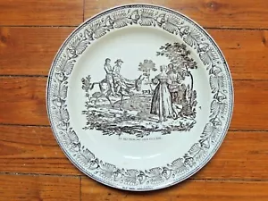 Earthenware plate Le Meunier son et l'âne, fable la fountaine Montereau - Picture 1 of 2