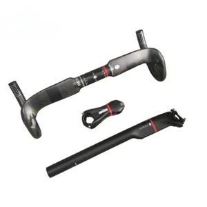 Carbon Road Bike Handlebar Handlebar +Stem +Seatpost Set Racing Bicycle Parts - Picture 1 of 28