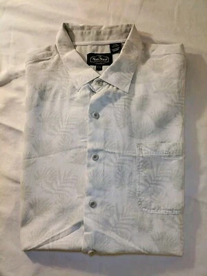 Nat Nest Luxury Originals Ivory Green Silk Cotton Palm 🌴  Print Shirt XXL NWOT - Image 1 of 4
