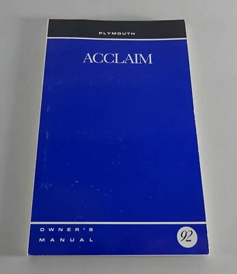 Manuale Dell'Owner / Manuale Plymouth Acclaim Stand 1992 - Immagine 1 di 2