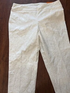 INVESTMENTS CLASSIC ANKLE PANTS WHITE JACQUARD STRETCH 8 the PARK AVENUE FIT - Picture 1 of 6