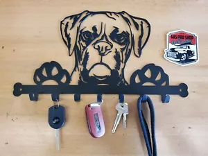 Boxer Key Fob Leash Holder Metal Wall Art Plasma Cut Home Decor Gift Idea - Picture 1 of 1
